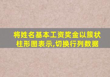 将姓名基本工资奖金以簇状柱形图表示,切换行列数据