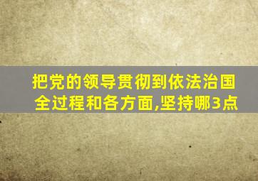 把党的领导贯彻到依法治国全过程和各方面,坚持哪3点