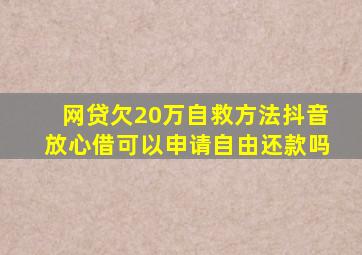网贷欠20万自救方法抖音放心借可以申请自由还款吗