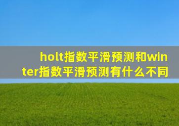 holt指数平滑预测和winter指数平滑预测有什么不同