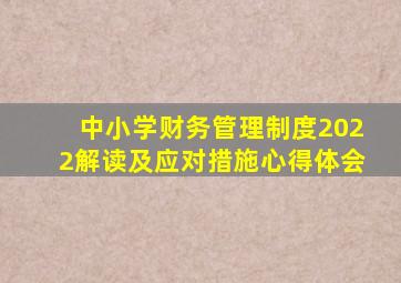 中小学财务管理制度2022解读及应对措施心得体会