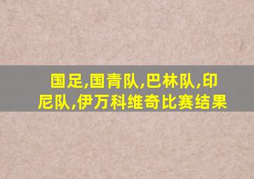 国足,国青队,巴林队,印尼队,伊万科维奇比赛结果