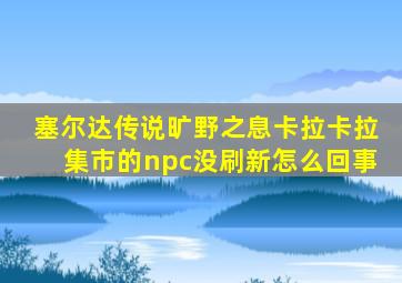 塞尔达传说旷野之息卡拉卡拉集市的npc没刷新怎么回事