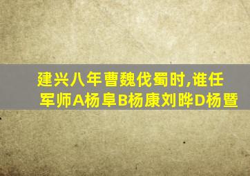 建兴八年曹魏伐蜀时,谁任军师A杨阜B杨康刘晔D杨暨