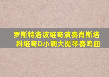 罗斯特洛波维奇演奏肖斯塔科维奇D小调大提琴奏鸣曲